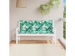 Cojines Banco Jardín 2 Uds Tela Estampado De Hojas 150x50x7 Cm
