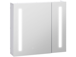 Armario de baño con espejo, iluminación LED, 2 puertas y estantes.