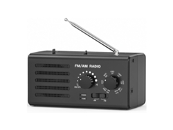 Radio portátil AM/FM con transistores y la mejor recepción, altavoz integrado y conector para auriculares. Compatible con alimentación por USB/batería.
