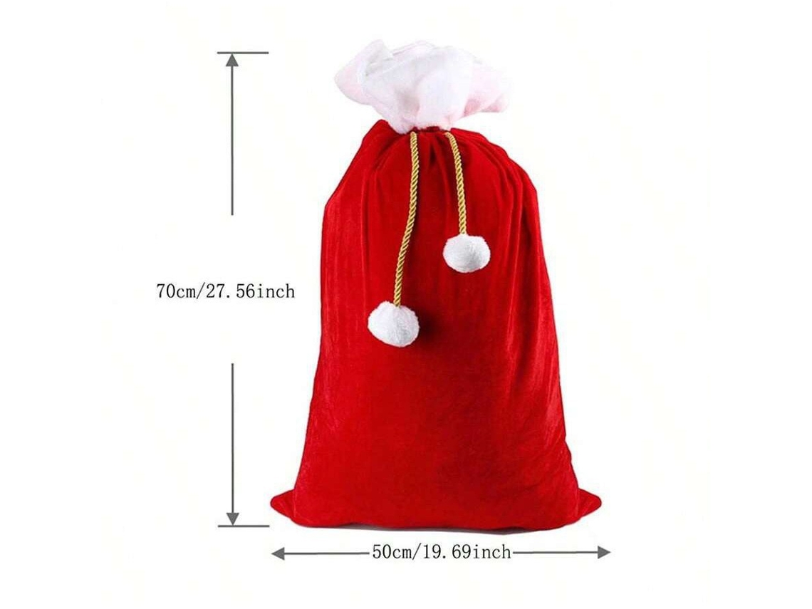 Mochila de Papá Noel, bolsa de regalo de Navidad, bolsa de dulces, bolsa con cordón para Nochebuena, decoración navideña 7050 cm Yunzii