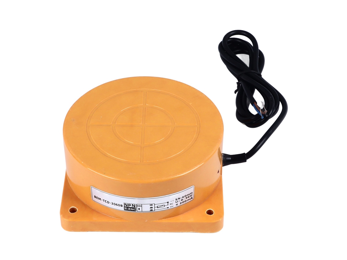 Sensor de proximidad inductivo de 60 mm NPN, 3 cables, NC, 6-36 V CC