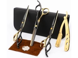 Tijeras profesionales de peluquería, juego de corte de pelo de acero inoxidable, color negro y dorado, herramienta de tijera multifuncional para salón YEMAESRE