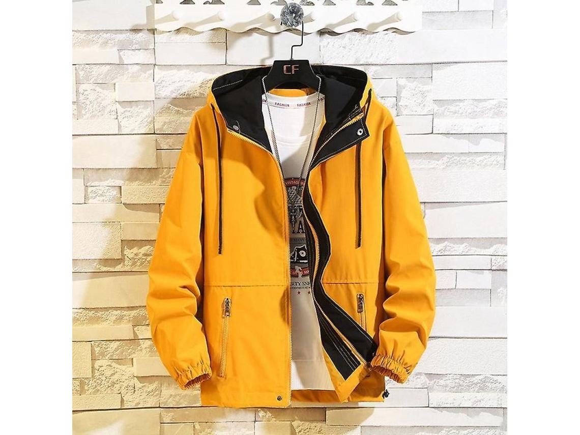 2026-chaqueta Casual Para Hombre Otoño Primavera Chaqueta Bomber Deportiva Algodón Cremallera Con Bolsillos L Color Amarillo