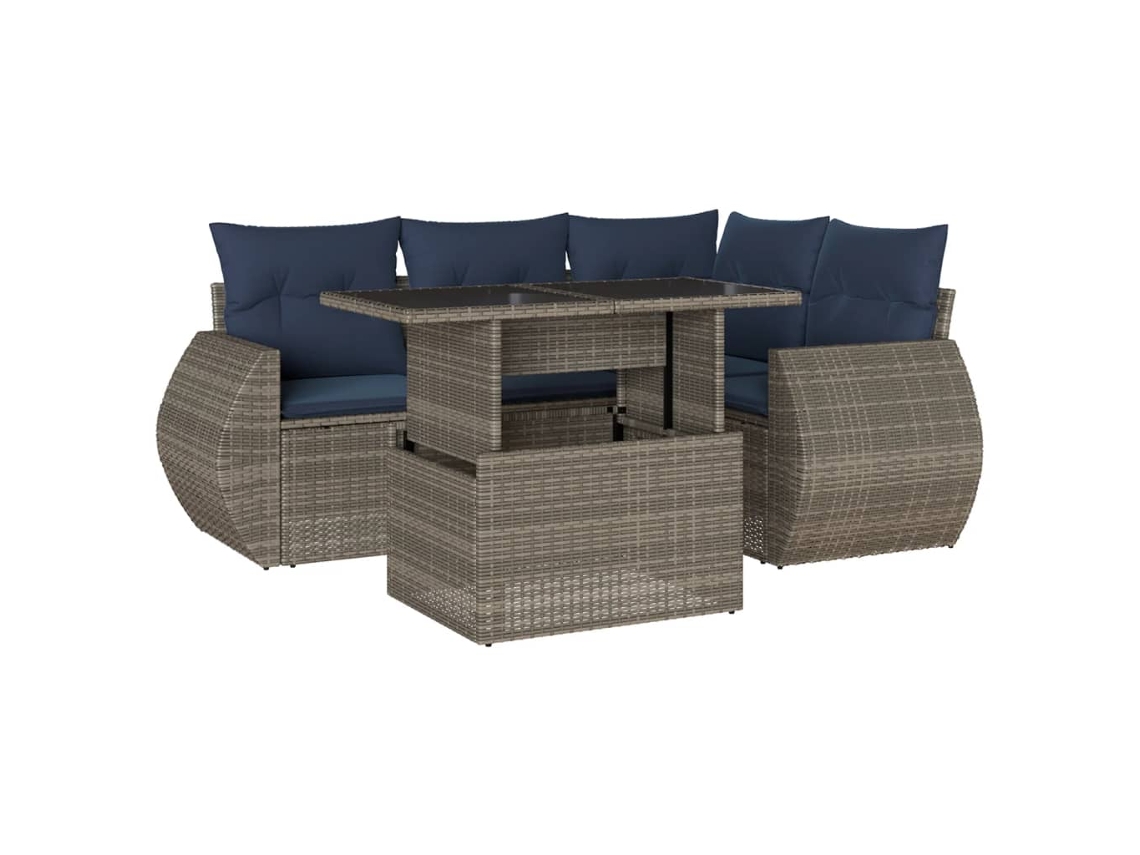 Maison Exclusive - Conjunto De Sofá De Jardín De 5 Piezas Con Cojines, Poliratán Gris