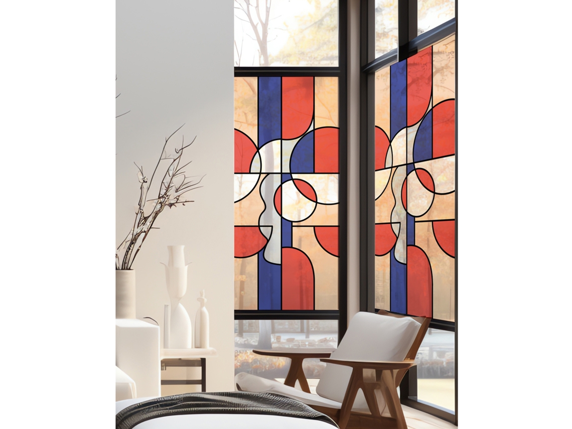 Adhesivo Estático Decorativo PLAGE Vidrios Modernos Inspiración Contemporánea de Diseño Conectable 150 cm X 67.5 cm