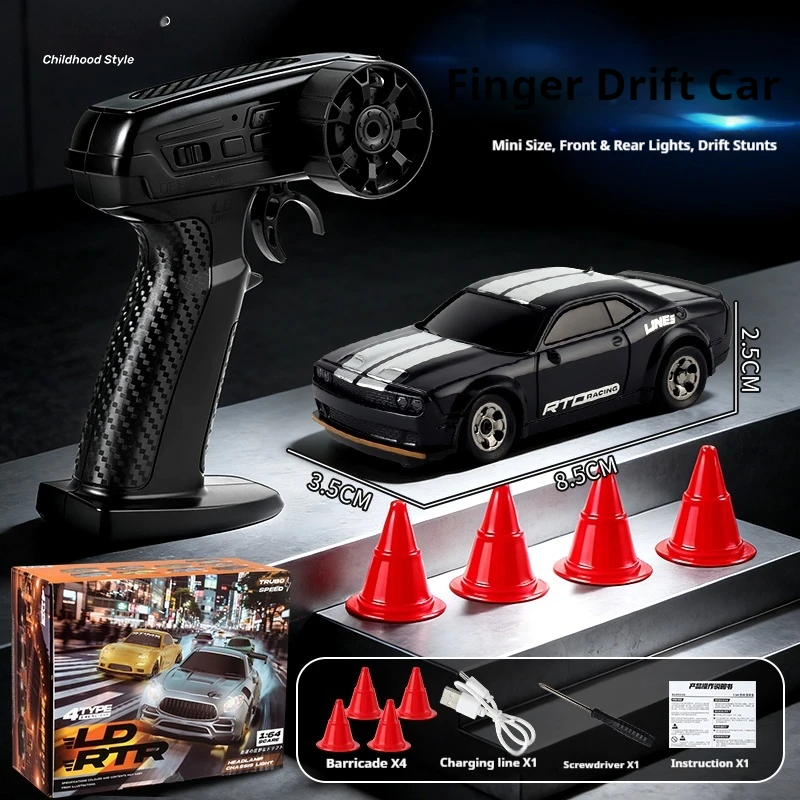 (srt Negro) Coche De Derrape Teledirigido A Escala 1:64, Tracción A Las Cuatro Ruedas 2.4g, Modelo De Simulación