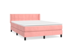 Maison Exclusive - Cama Box Spring Con Colchón Terciopelo Rosa 140x200 Cm
