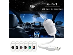 Luz Nocturna De Proyección 2 En 1 Con 6 Láminas Deslizantes, Brillo Ajustable, Usb, Para Coche O Casa Czhhmart