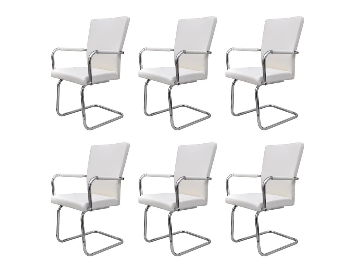 Maison Exclusive - Sillas De Comedor Voladizas 6 Unidades De Tela Blanca