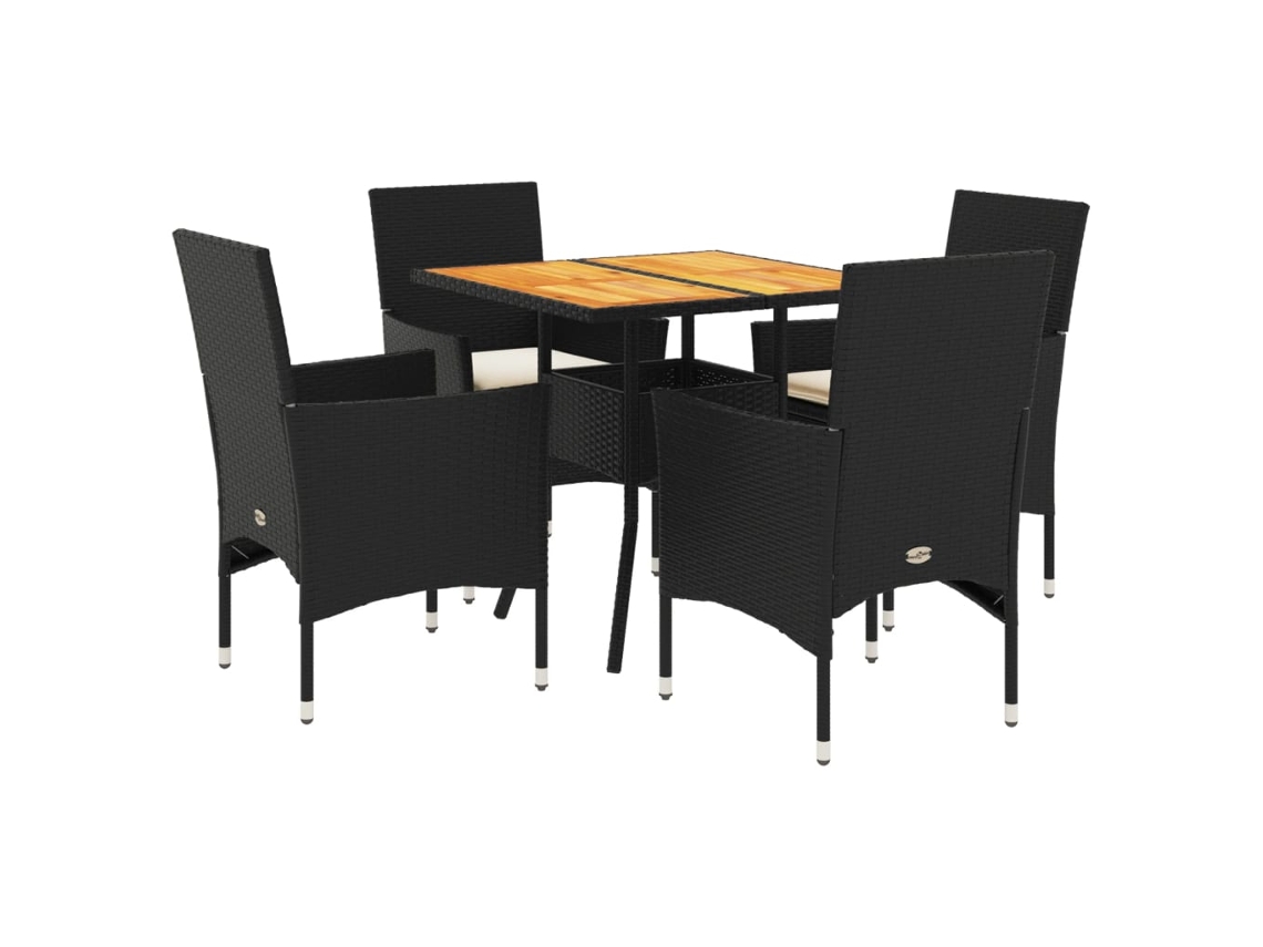 Maison Exclusive - Set De Comedor Jardín 5 Pzas Con Cojines Ratán Pe Acacia Negro
