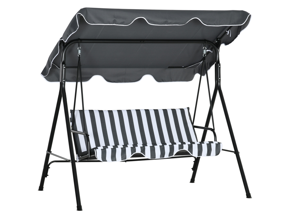 Columpio estilo Hollywood con cojín de asiento, columpio de jardín de 3 plazas con toldo regulable, fabricado en acero inoxidable, capacidad 240 kg.