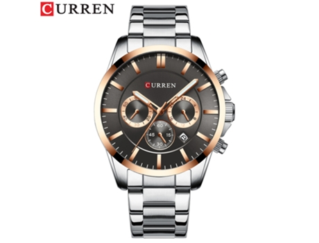 Relojes de Moda para Hombres Relojes de Pulsera con cronógrafo, Reloj con Banda de Acero Inoxidable para Hombres-Café de Concha Blanca LUUCOZK