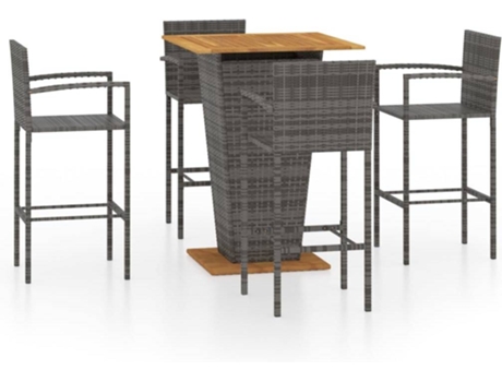 vidaXL Conjunto de bar para jardín 5 piezas gris
