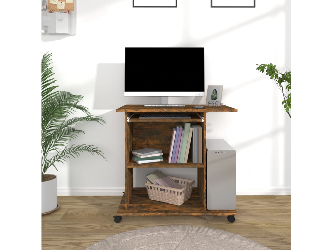 Escritorio | Escritorio para ordenador 80x50x75cm Derivados de madera de roble ahumado