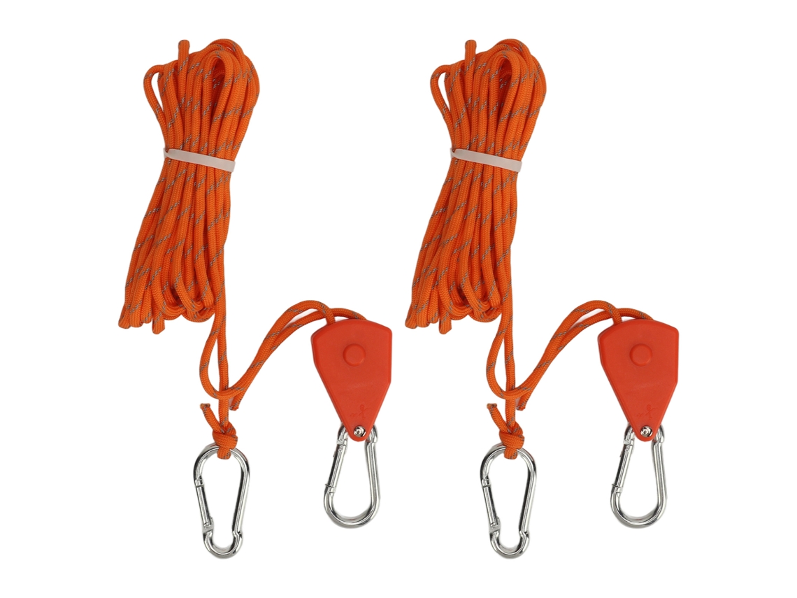 Mali 2pcs Corda de Acampamento com Polia 16.4ft Laranja com Faixa Refletiva Ajustável Equipamento de Acampamento Forte para Exterior