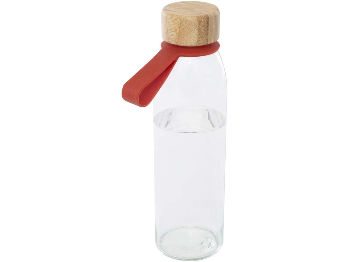 Botella De Cristal De 500 Ml Con Asa De Silicona Y Tapa De Bambú "porto"