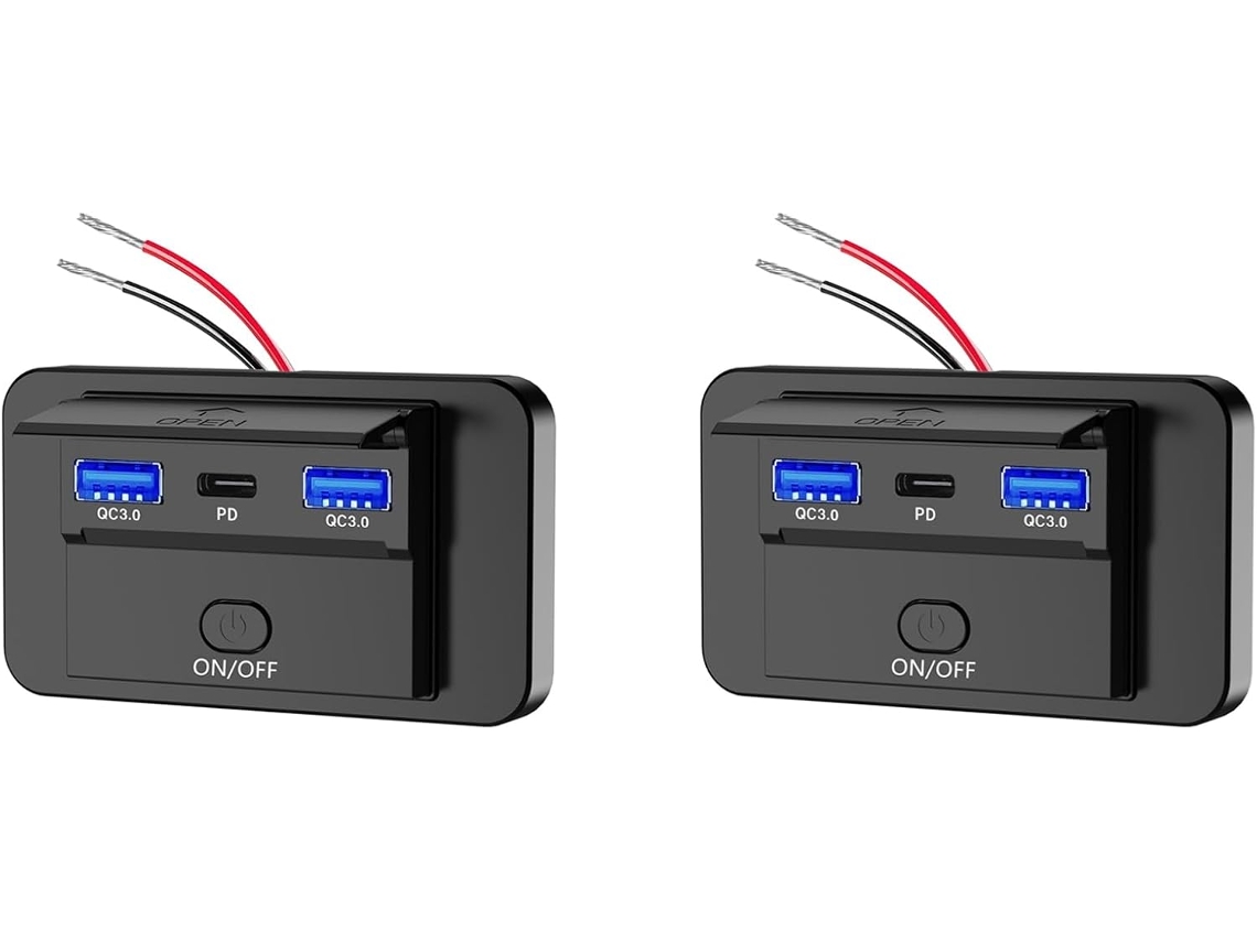 2 Paneles Cargadores De Pared De 66 W Y 12 V Con Toma De Corriente Usb Qc3.0 Y Pd3.0 Para Coche Y Autobús.