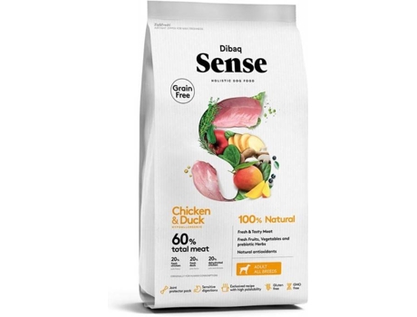 Pienso para Perros DIBAQ SENSE GRAIN FREE (12 Kg - Seco - Adulto - Sabor: Pollo y Pato)