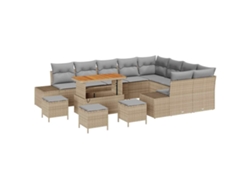 Maison Exclusive - Juego de sofás de jardín de ratán sintético beige de 13 piezas