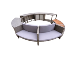 Revestimiento para Spa Hidromasaje K2O Full Surround 180 Ø279x40x56 cm Borde para Spa Circular con Escalones, Asientos y Almacenamiento