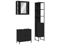 Conjunto 3 de muebles de baño VIDAXL madera contrachapada negro