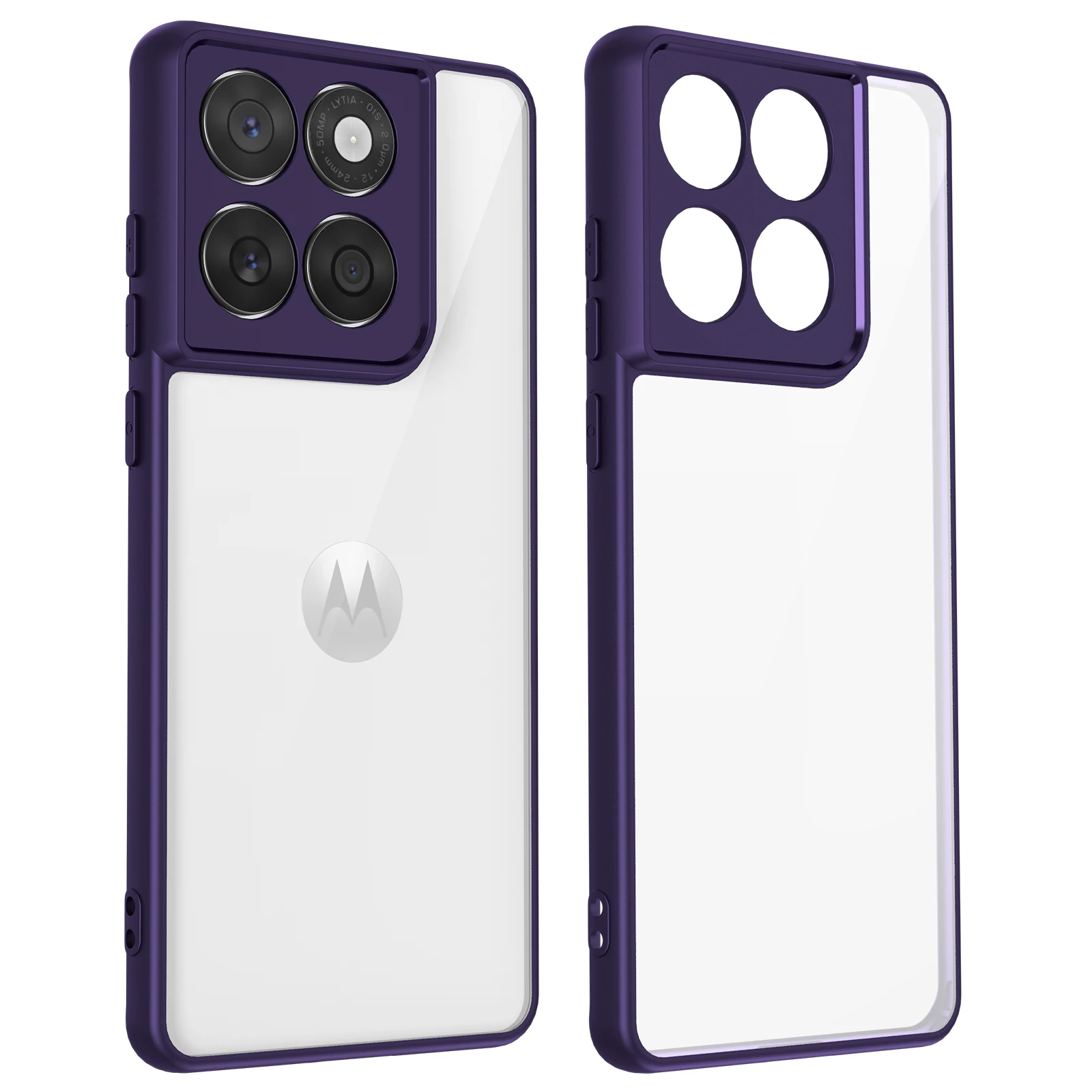 (morado, Motorola Edge 60) Funda Protectora Transparente Esmerilada Para Motorola Con Tapa Para La Lente.