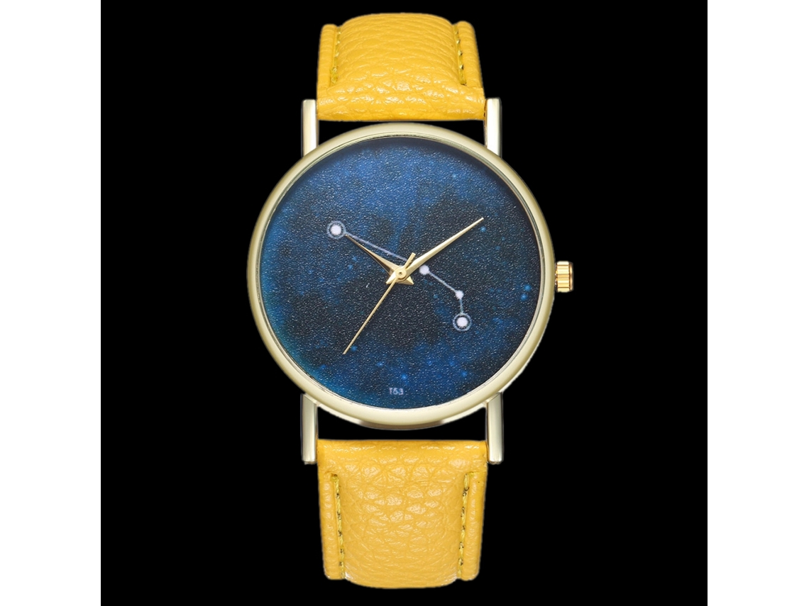 Reloj Casual Mujer Hombre De Cuero Pu Simple Moda Reloj De Pulsera De Quartzo Amarillo
