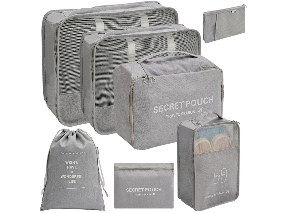 Juego de 7 bolsas organizadoras de equipaje EIFSON (gris)