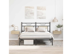 Pack 2 Uds Mesitas De Noche | Armario De Noche | Mesilla De Noche Flotantes Contrachapada Roble 40x30x15cm