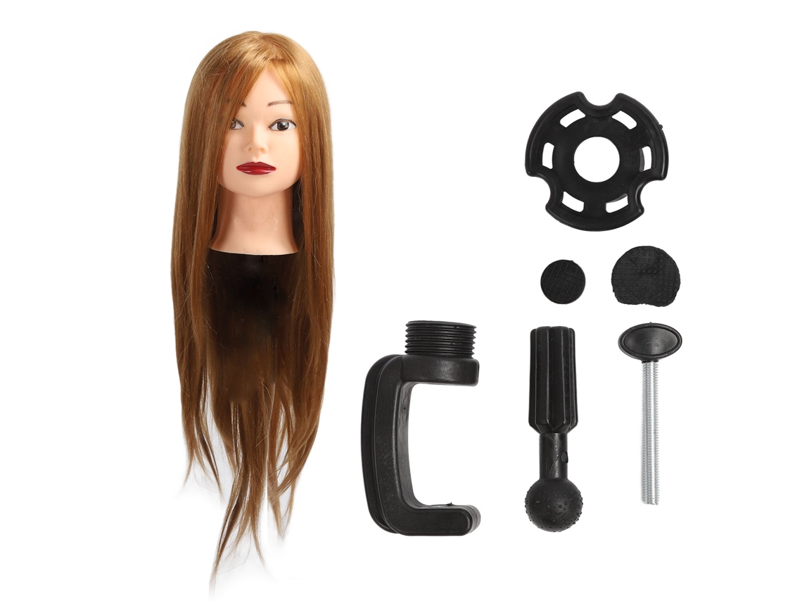 Cabeza De Maniquí Flexible Con 85% Pelo Real Para Practicar Estilos De Pelo
