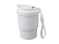Taza de café de metal blanco de 450 ml con doble capa de silicona antideslizante de grado alimenticio