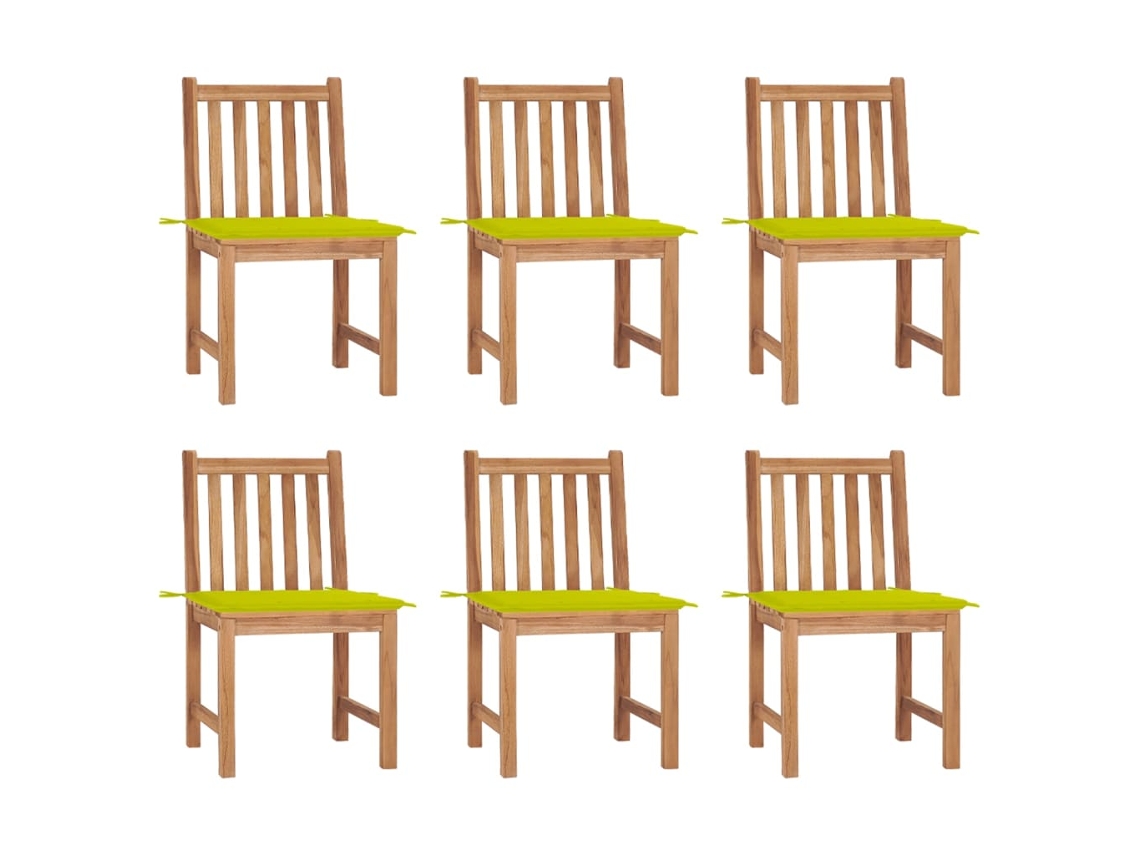 Sillas de jardín DKD Home Decor de 6 piezas con cojines, madera maciza de teca