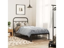 Estructura Cama Sin Colchón Con Cabecero Metal Negro 90x190 Cm