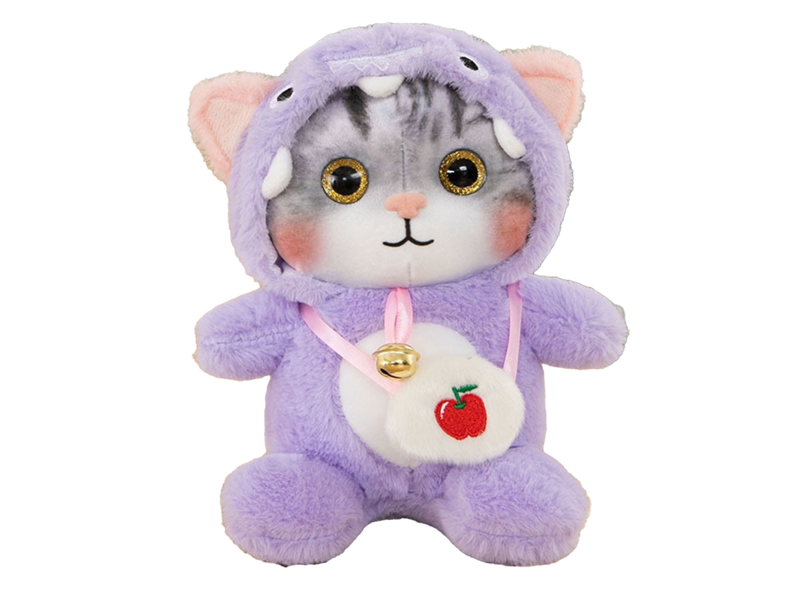 Ats-juguete De Peluche De Gato Con Campanilla Bonito Suave Colorido Peluche De Gato Para Niños Cumpleaños Morado