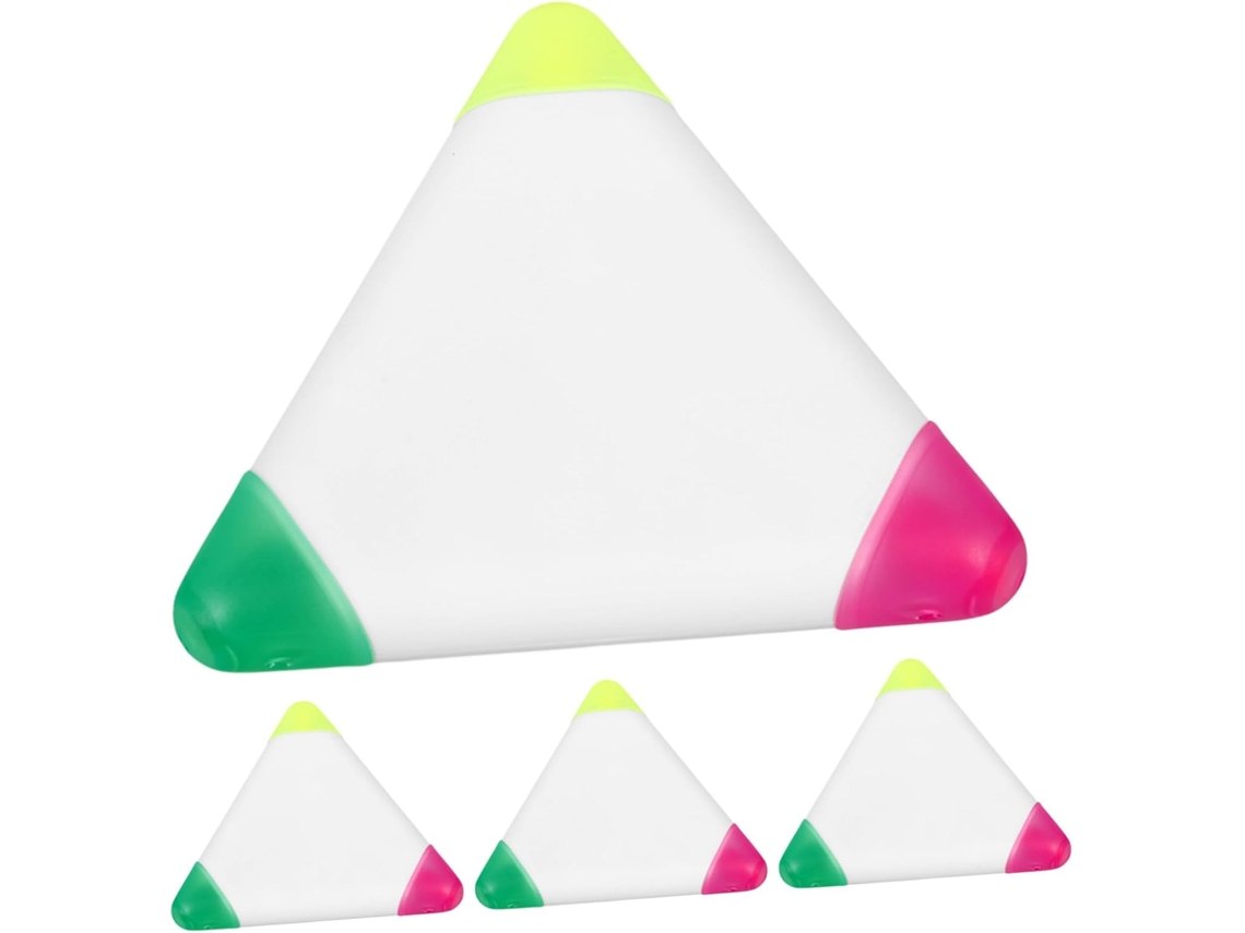 Conjunto De 4 Canetas Triangulares Fluorescentes Para Anotações, À Prova De Vazamentos, Com Design Criativo