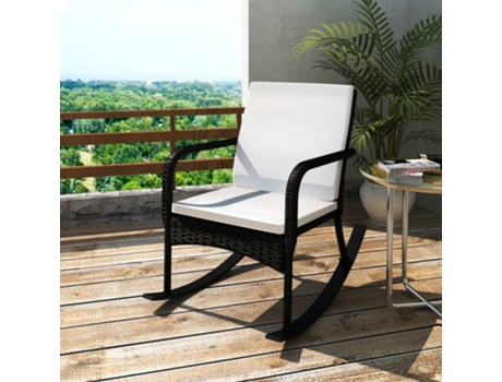 MAISON EXCLUSIVE Silla mecedora de jardín ratán sintético negro
