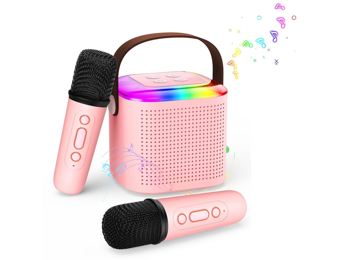 Mini máquina de karaoke para niños y adultos con altavoz Máquina de karaoke portátil Bluetooth 5.3 con 2 micrófonos inalámbricos para Fe Yemaesre