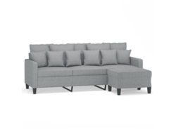 Maison Exclusive - Sofá De 3 Plazas Con Taburete De Tela Gris Claro 180 Cm