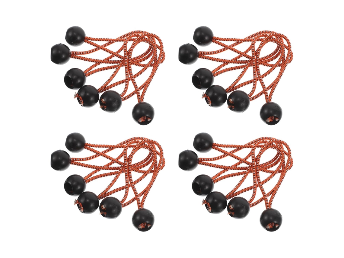 Paquete De 30 Cordones Elásticos Naranjas Con Puntos Blancos Y Extremos De Bola, Con Lazo De Sujeción.