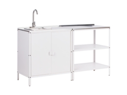 Cocina de jardín Beliani Vilama 90x80x50 en acero blanco