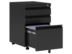 Caja Organizadora Ruedas 3 Cajones Cerradura Negra Acero