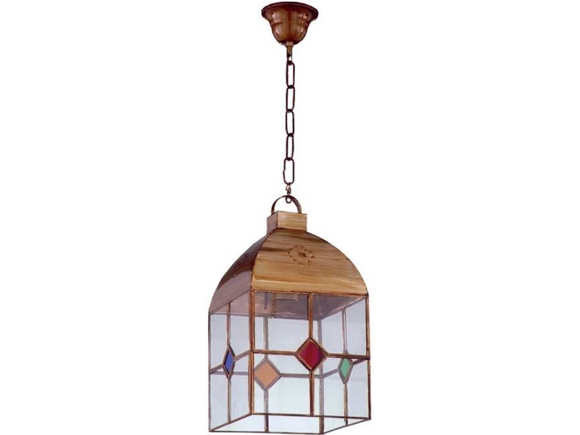 Lámpara de Techo FABRILAMP Granadino Grande (Bronce Dorado - E27 - Máx. 60W - Cristal - Metal)