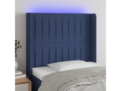 Cabecero Con Led De Tela Azul 83x16x118/128 Cm