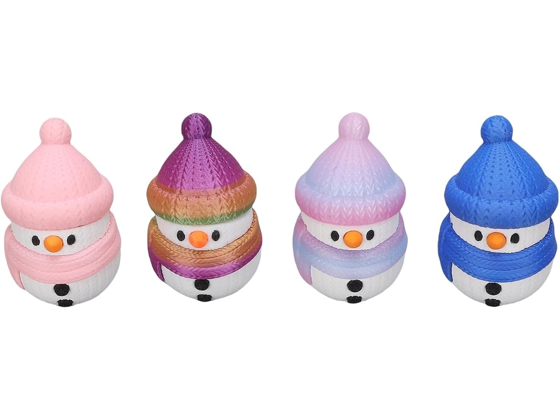 Juego de adornos de muñecos de nieve impresos en 3D, 4 figuras modernas SFUSHOS