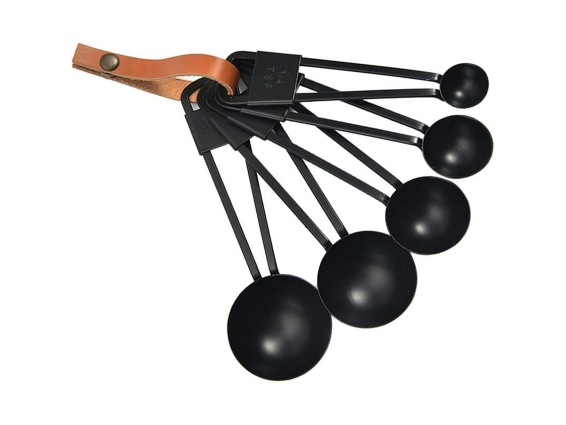 Cucharas Medidoras De Acero Inoxidable Linjou, 5 Unidades, Color Negro.