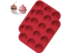 2 Moldes De Silicona Para Mini Magdalenas - Rinden 12 Magdalenas - Sin Bpa - Antiadherentes, Fáciles De Lavar (rojo)