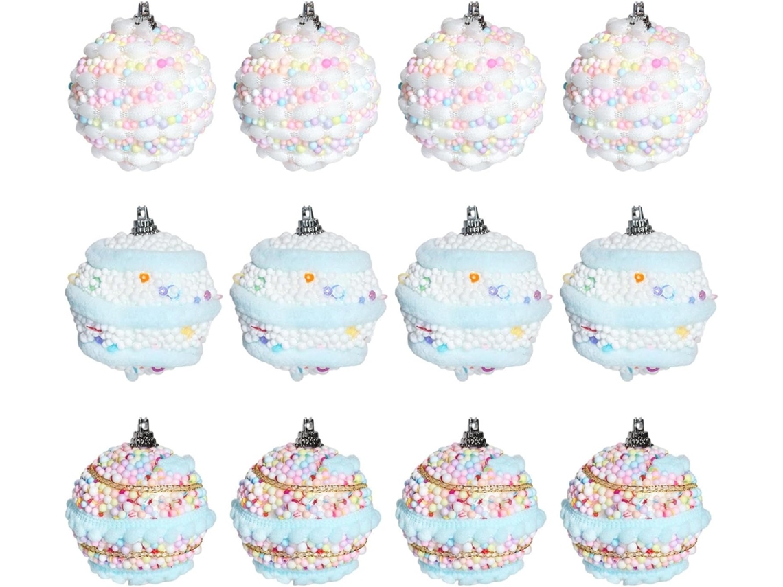 Bolas de espuma con purpurina, juego de 12 adornos para el árbol de Navidad, ideales para decorar cualquier ambiente | Slowmoose
