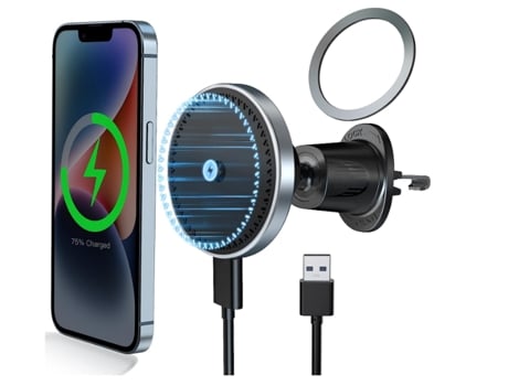 Magsafe Car Mount Charger-Magnetic Wireless Car Charger Compatible con iPhone 14/14 Plus /14 Pro Max /13/12 15 W (negro)
