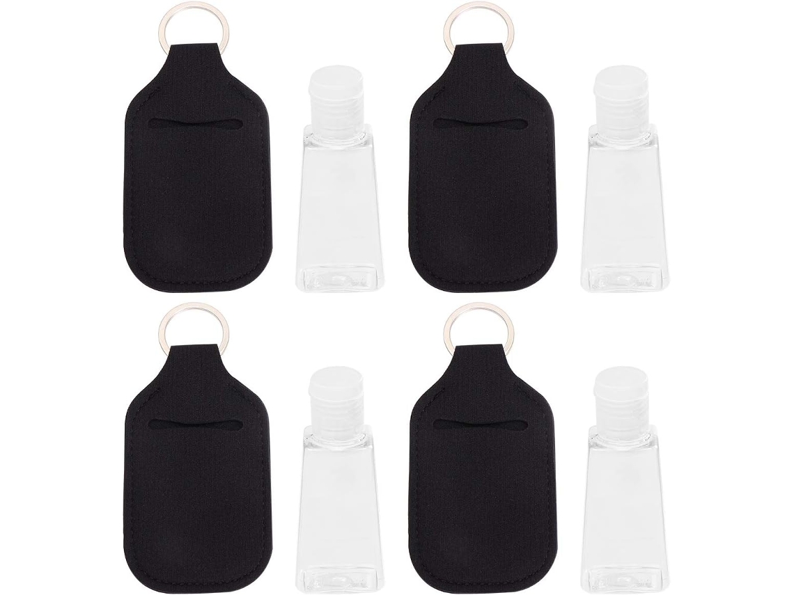 Conjunto De 8 Peças: Garrafas Vazias Com Capas Protetoras, Chaveiros Leves E Recarregáveis E