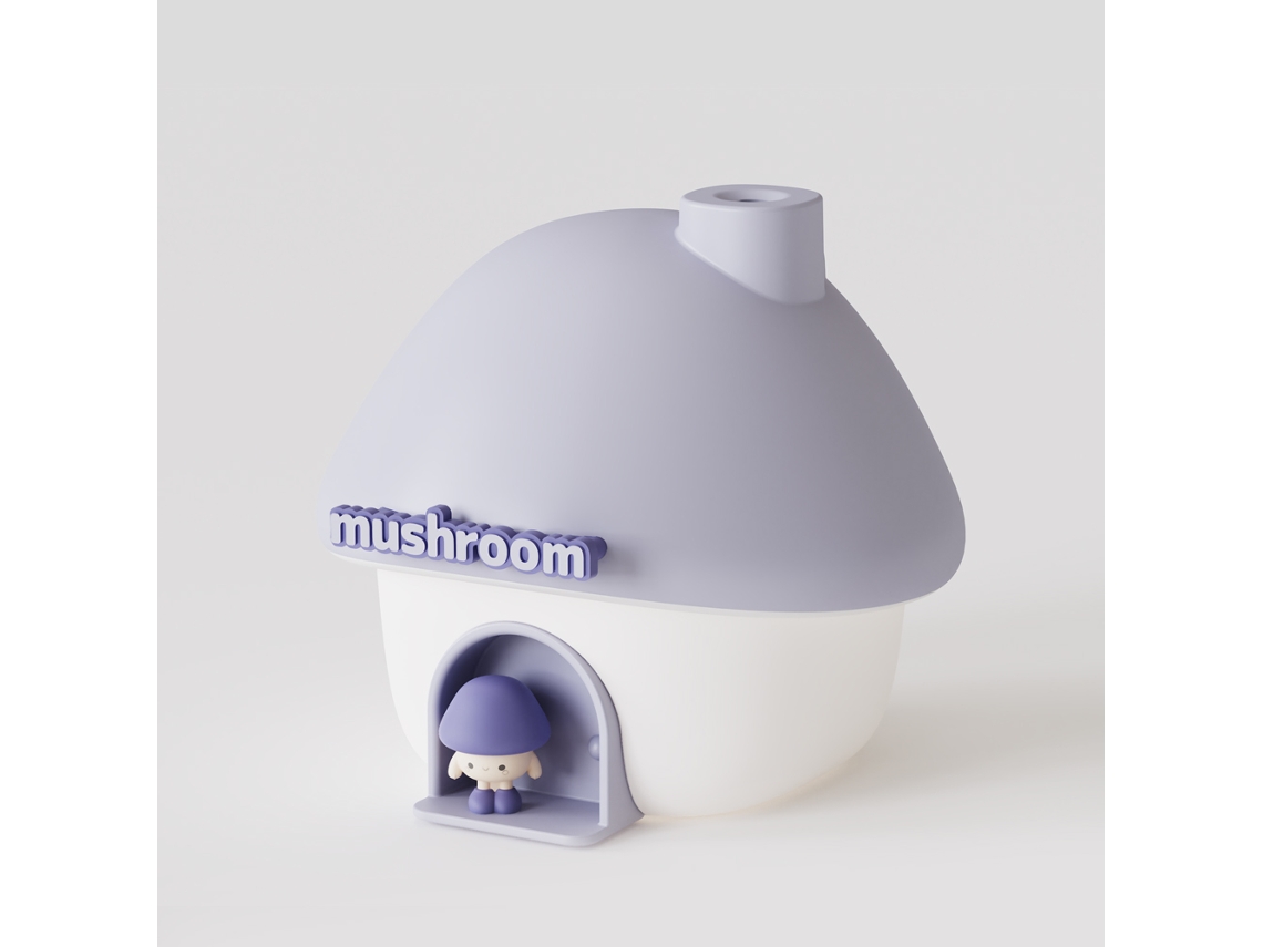 Humidificador Digitallab con forma de hongo de dibujos animados, luces de colores, batería de larga duración, 300 ml (morado)